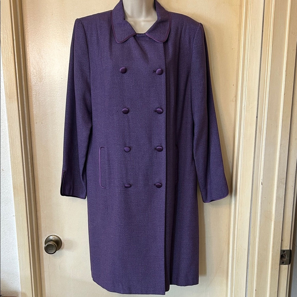 Diane Von Furstenberg Double-Breasted Violet Silk Frock Coat size M